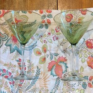 Green Glass Martini Coupe - Elegant Home Dining Glassware